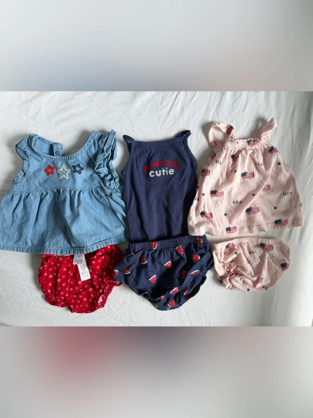 Carters Baby Girl bundle Outfit Set - Denim, Navy, Red & Pink